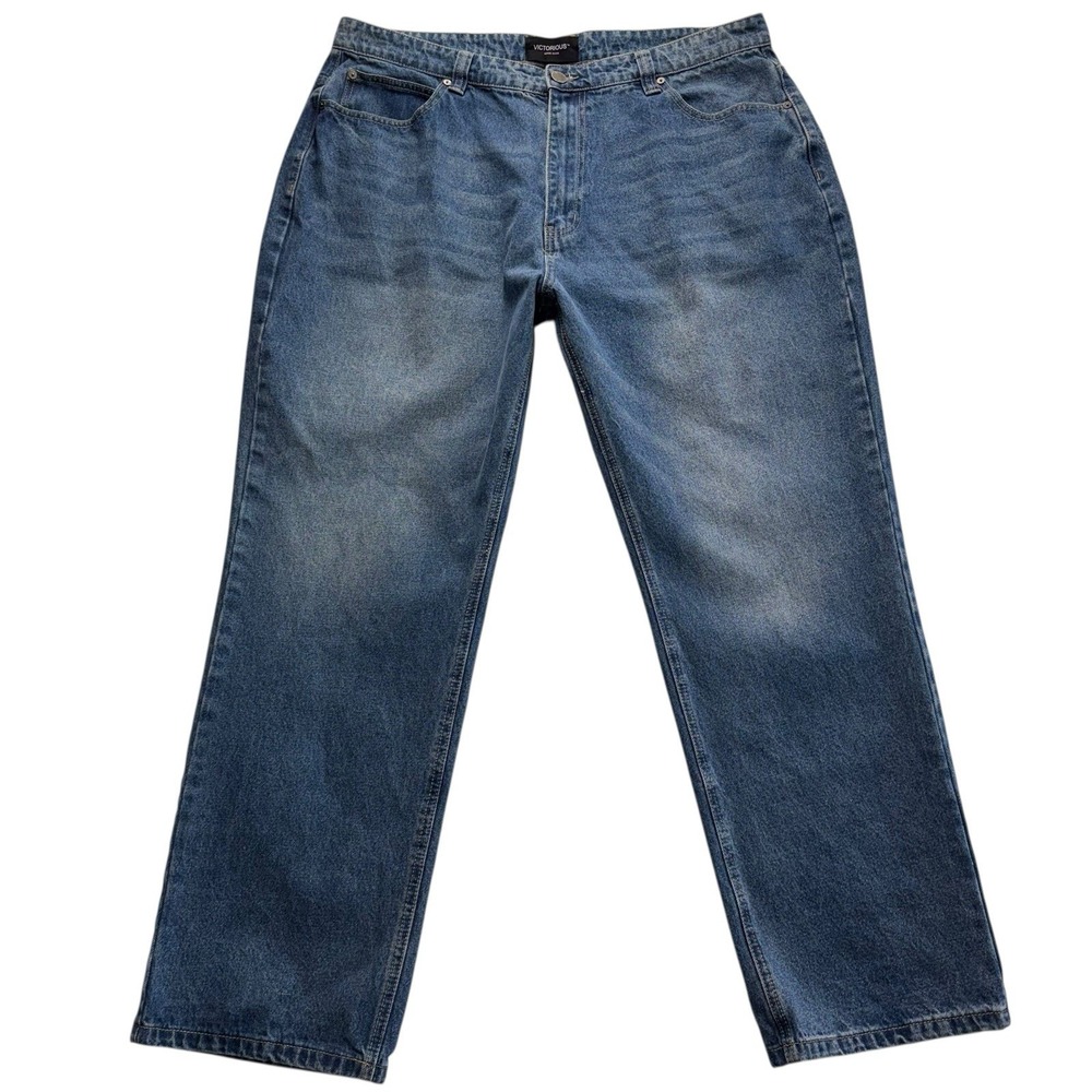 Victorious Blue  Loose Fit Baggy Wide Leg Denim 100%‎ Cotton Men 42x32 #21